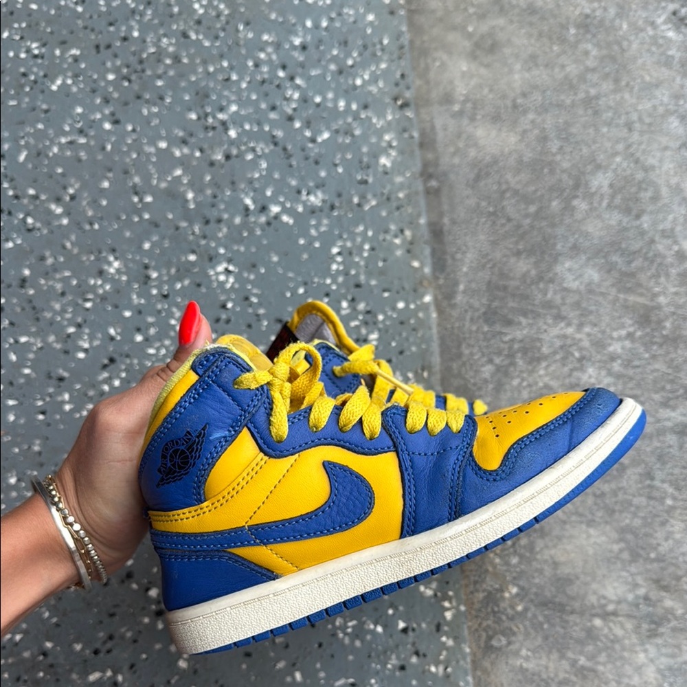Blue and Yellow High-Top Nike Jordan  Sneakers